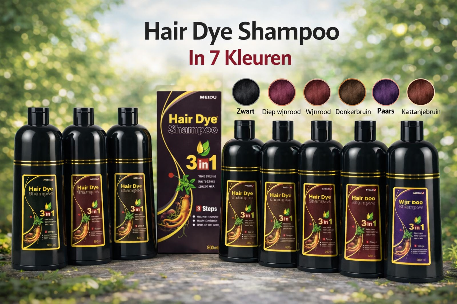 Premium 3-in-1 Haarverf Shampoo – Binnen 10 Min. Grijs Haar Weg | 7 Kleuren