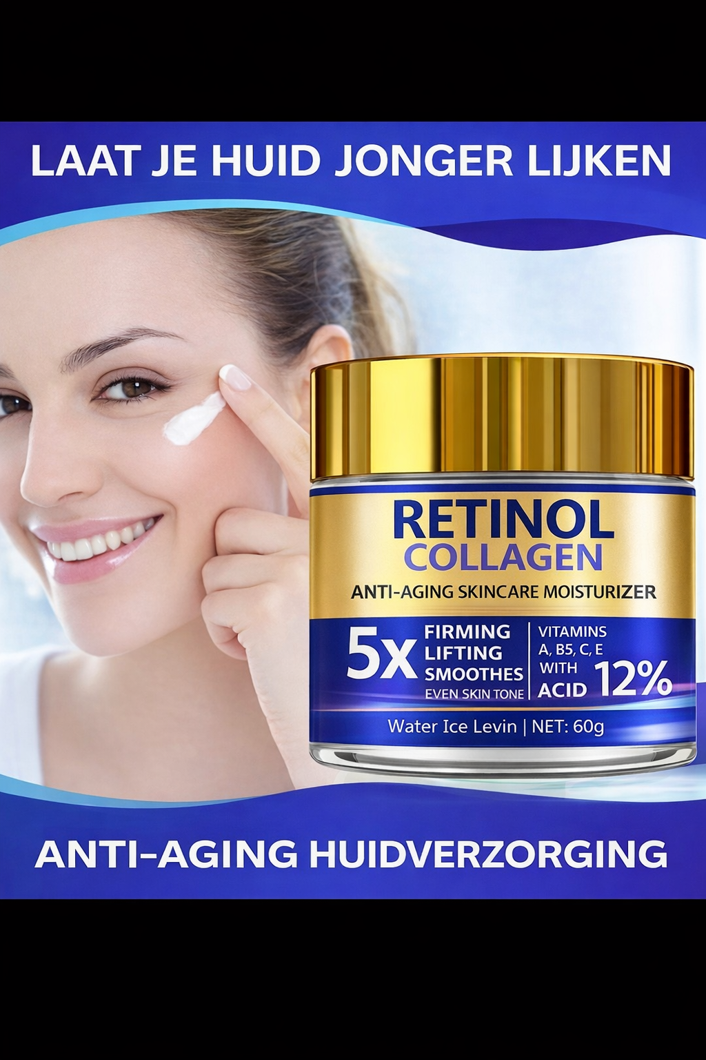 Retinol & Collageen Gezichtscrème – Anti-Aging Hydraterende Crème met Hyaluronzuur