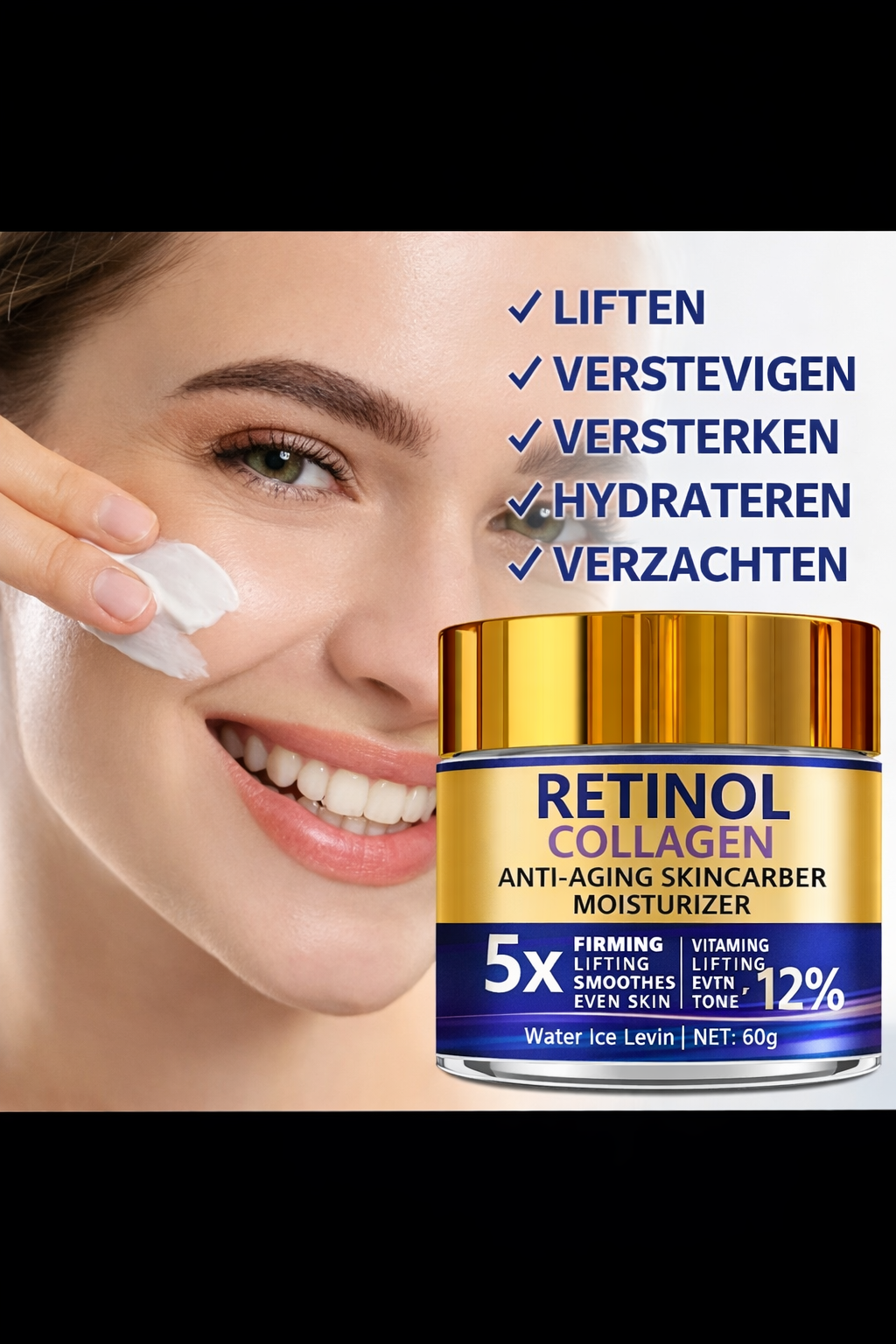 Retinol & Collageen Gezichtscrème – Anti-Aging Hydraterende Crème met Hyaluronzuur